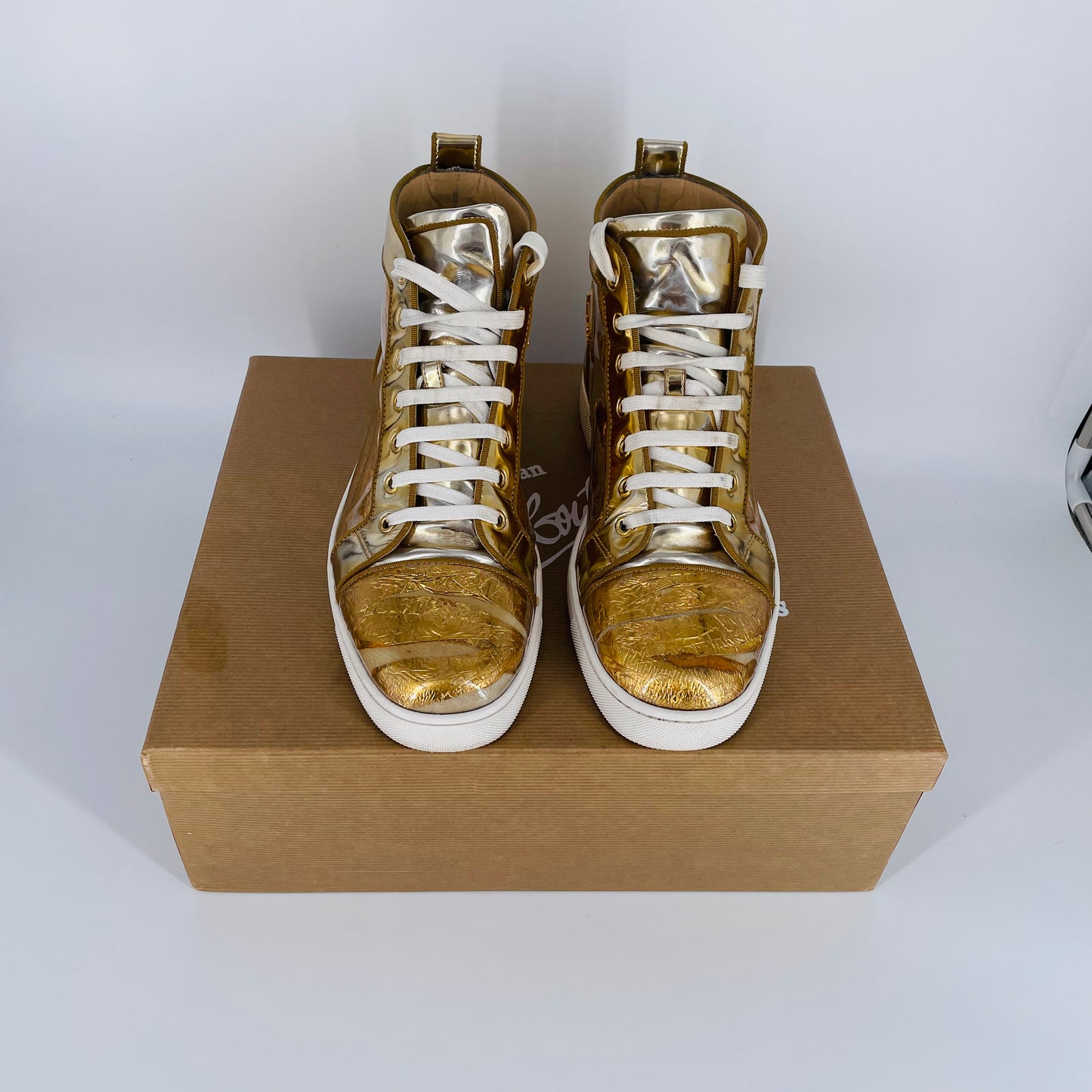 Rare Gold Louis Orlato Gold Ruben Hi-Top Sneakers Size 8