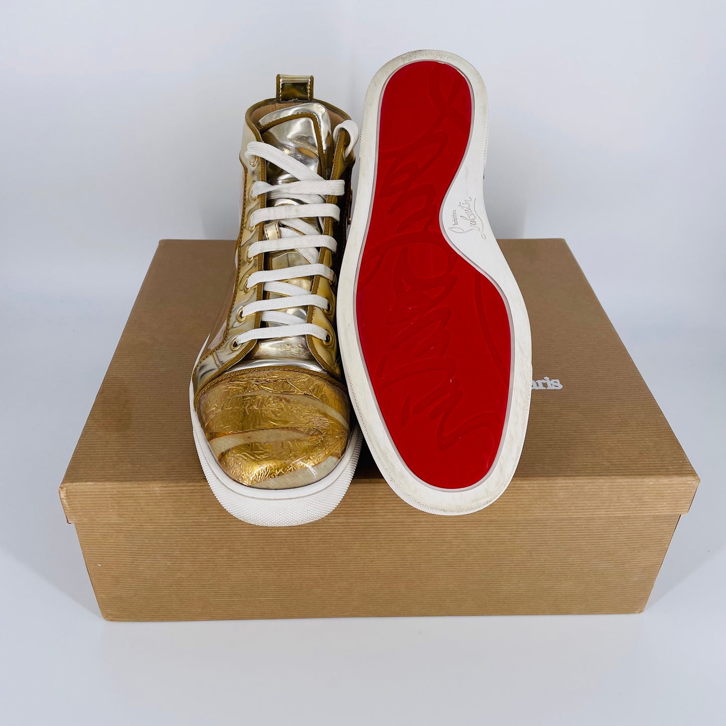 Rare Gold Louis Orlato Gold Ruben Hi-Top Sneakers Size 8