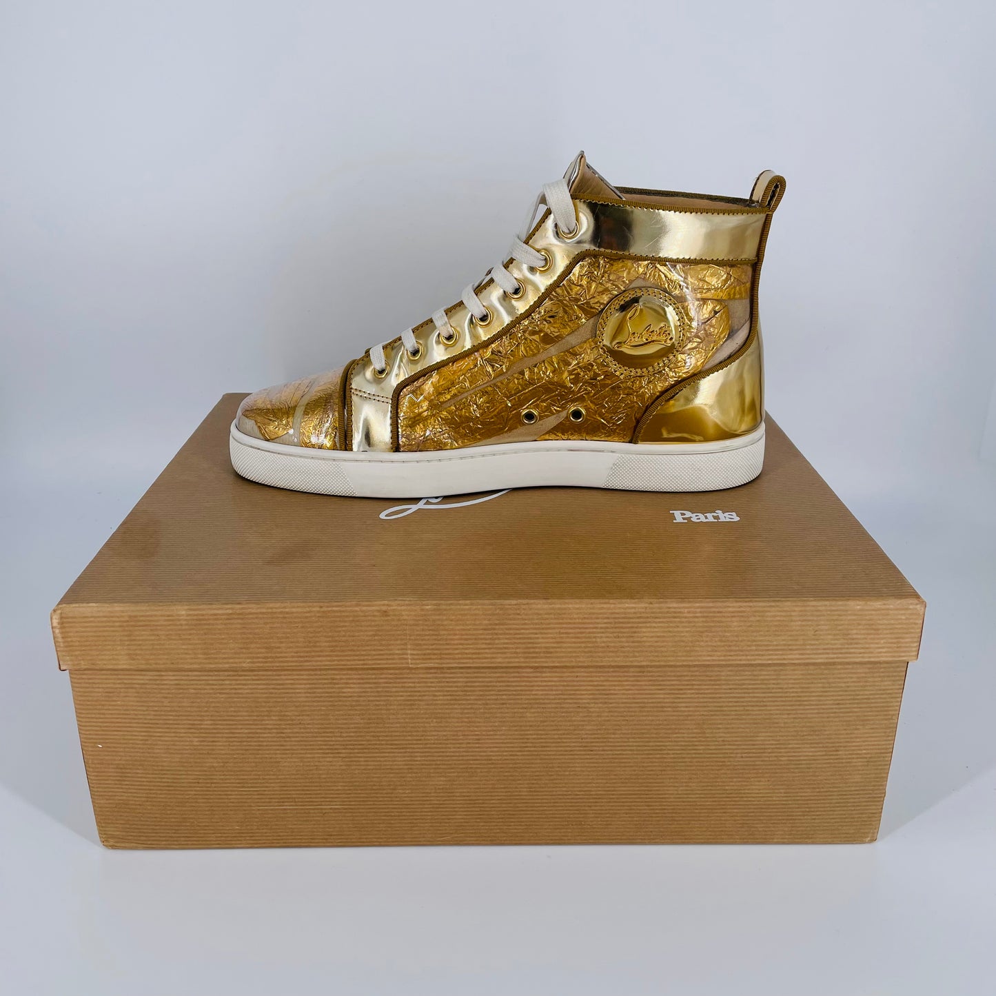 Rare Gold Louis Orlato Gold Ruben Hi-Top Sneakers Size 8