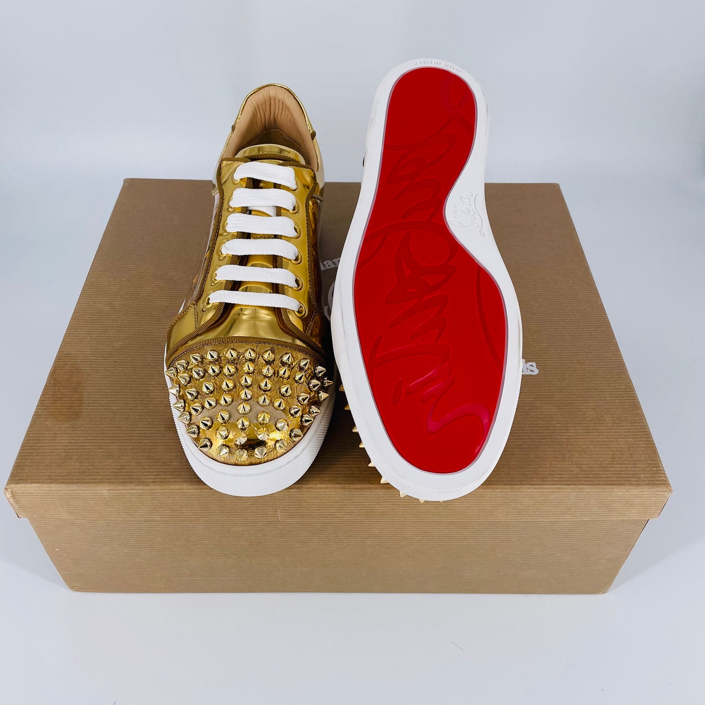 Vieira Spikes Orlato Flat Ruban Gold Sneaker Size 6