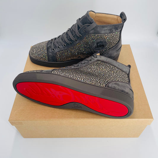 Suede Louis Strass Grey Hi-Top Sneakers Size 9.5/10 UK