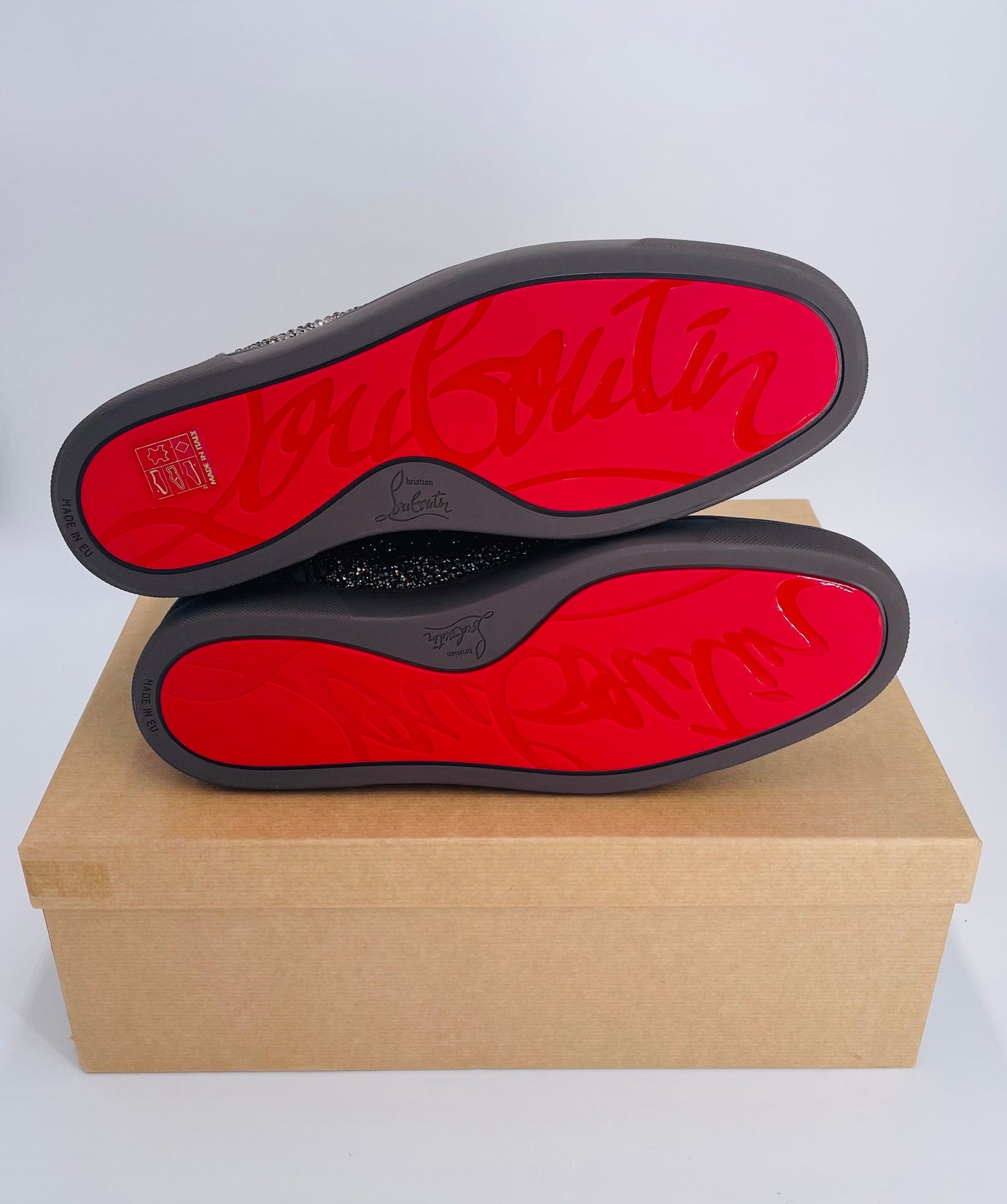 Suede Louis Strass Grey Hi-Top Sneakers Size 9.5/10 UK